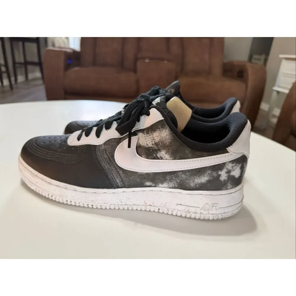 Nike Air Force 1 Sneakers Shoes Gray Black Marble Tie Dye Streetwear Men's 10.5